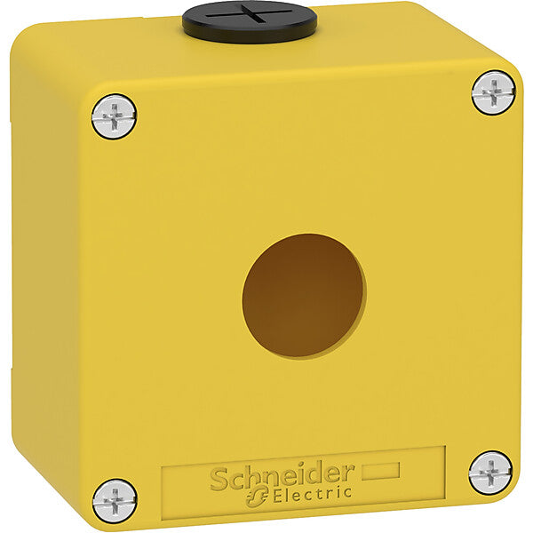 Schneider Electric Leergehäuse XAP, Metall gelb, für Not-Aus/Ha XAPK1201